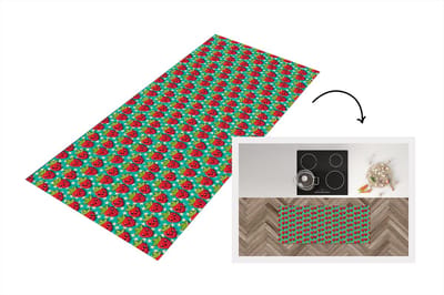 Keukenloper - Loper keuken - Aardbeien - Kinderen - Fruit - Vegan - Design - 120x50 cm - Keukenloper vinyl