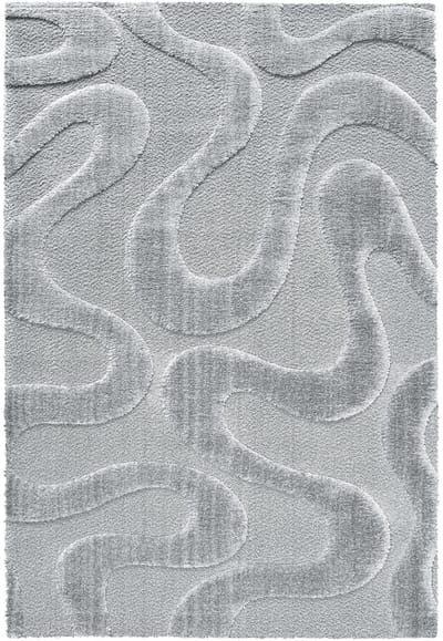 Rugsman Osaka 013.007.5171 Vloerkleed - 160 x 230 cm - Grijs - Rechthoekig - Polyester - Woonkamer - Abstract - Shaggy - Hoogpolig