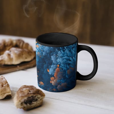 Magische Mok - Foto op Warmte Mokken - Koffiemok - Koraalrif - Vissen - Oceaan - Blauw - Magic Mok - Beker - 350 ML - Theemok