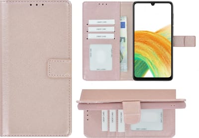 MoDo hoesje Geschikt voor Samsung Galaxy A33 5G - Kunstleer Book Case - Rose goud