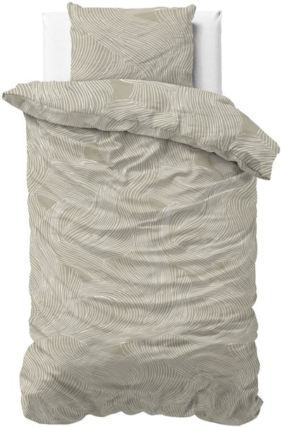 Sleeptime Dekbedovertrek Ripple – 100% Katoen – Zandkleur – Ademend & Comfortabel – 140x220 – Taupe