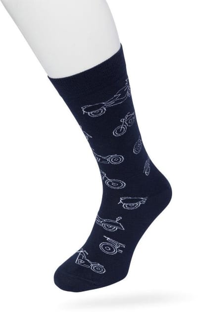 Bonnie Doon Heren Sokken met Motor Print maat 40/46 Donker Blauw - Thema Sokken - Motorbike - Cadeau Sokken - Word je Happy en vrolijk van - Zacht Katoen met Gladde Teennaad - Comfortabel - Perfect Cadeau - Black Iris - BT992131.134