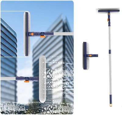 Raamreiniger - Raamschrobber Glazenwasser - Ramen Schoonmaken - 2-in-1 Schrobben en Wissen - 150 cm - Wit