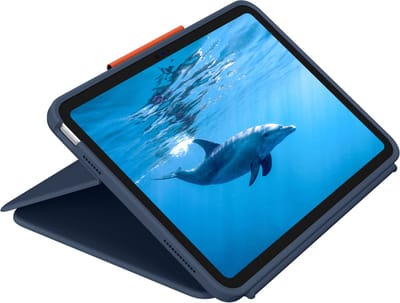 Logitech Rugged Combo 4 - Toetsenbord en foliobehuizing - Apple Smart connector - klassiek blauw - voor Apple 10.9-inch iPad (10de generatie) - Duits tsb (QWERTZ)