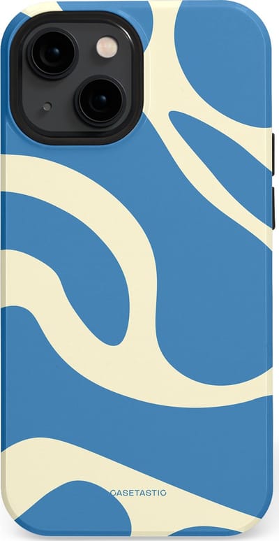 Casetastic hoesje geschikt voor Apple iPhone 13 mini - MagSafe - Dubbellaagse bescherming - Lichtblauwe water vlekken - Fashion Case - Lavendel Crème Lichtblauw
