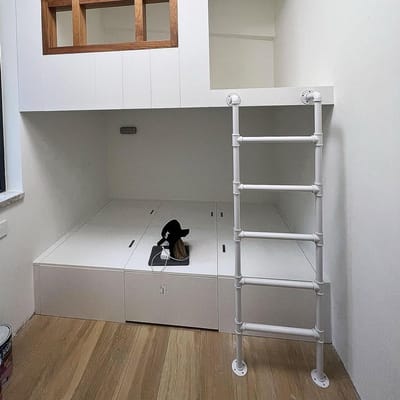 Metalen trapladder - Vluchtladder Muur - Veilige toegang creëren - Stevige constructie - 100cm tot 300cm - Wit