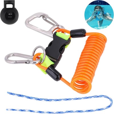 Spiraalkabel met Clips voor Duikcomputer of Onderwatercamera - Anti-Verlies Lanyard