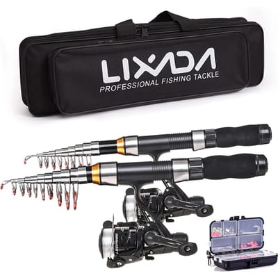 Lixada Hengelmolencombinatie Volledige set 2,1 m / 2,3 m Telescopische hengelmolenset met 2.1m & 2.3m rod