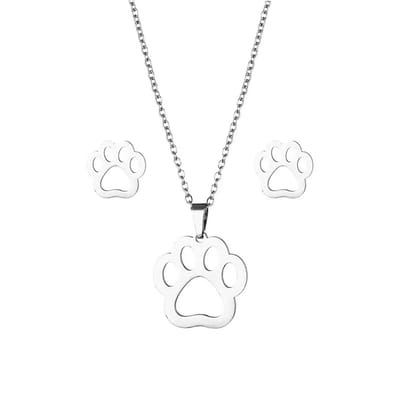 WeLoveSilver Oorstekers Vrouw - Dierenpoot - Chirurgisch Staal - 43 mm