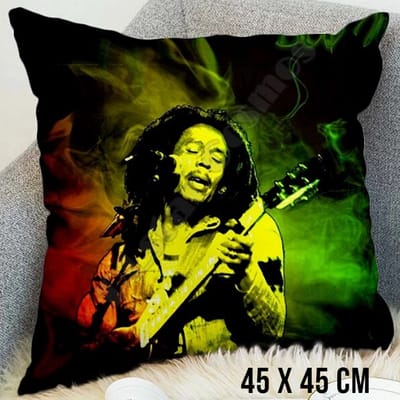Allernieuwste.nl® Kussen Reggae Bob Marley - Kussenhoes polyester peach skin Perzikhuid - Reggae Ska Kussenovertrek - Kleur 45 x 45 cm