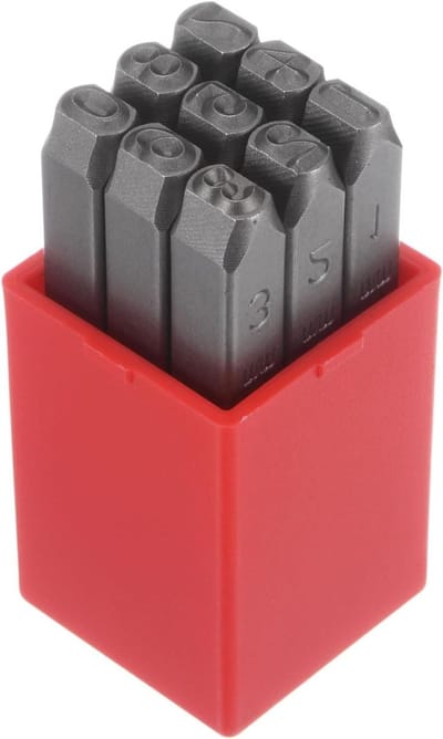 Nummer Stempel Set - Metaal Stempels - Markeren van Materiaal - Duurzaam Tool Steel - 9 Stuks 5mm - Rood