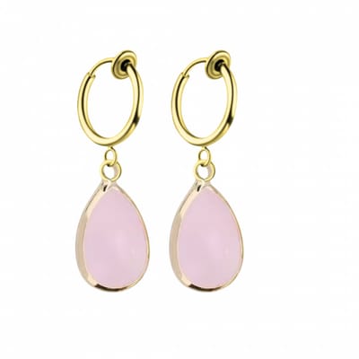 Klem oorbellen -Tulsa- goudkleurig- roze-geen gaatje-Charme bijoux