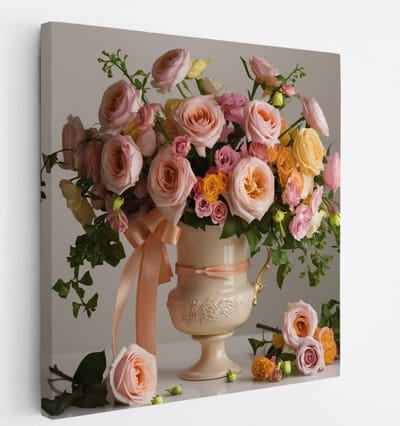 Saammp Canvas Schilderij - Luxe Bloemboeket - Elegant - Natuur - 20x20 - Foto op canvas - Wanddecoratie - Muurdecoratie Woonkamer - Slaapkamer Decoratie