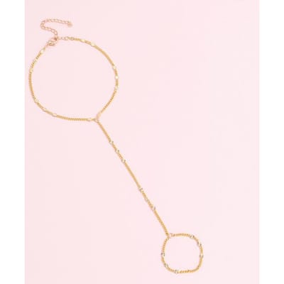 Eenvoudige dunne ketting verbonden vingerarmbanden accessoires voor vrouwen elegante verstelbare kettingarmband geschenken nieuwe trend beige