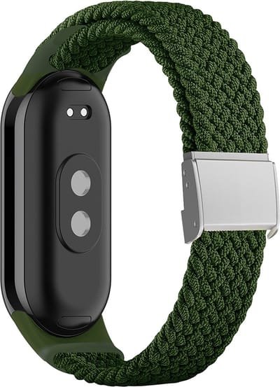 By Qubix - Braided nylon bandje - Groen - Geschikt voor Xiaomi Smart Band 8 / 9 / 10