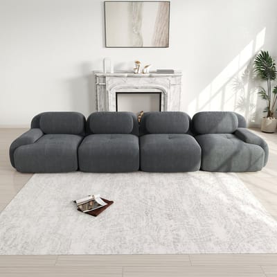 4-zits zachte corduroy sofa stof - frameloze sofa - huisdiervriendelijk en ergonomisch - slaapkamer en kantoor - grijs