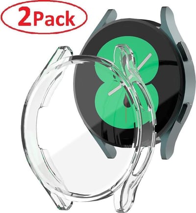 BukkitBow - Full Cover Screen Protector - Geschikt Voor Samsung Galaxy Watch4 40mm - Beschermkap Beschermhoes Screenprotector Beschermer Hoes - Volledige Display & Rand Bescherming - Transparant - Set Van 2 St