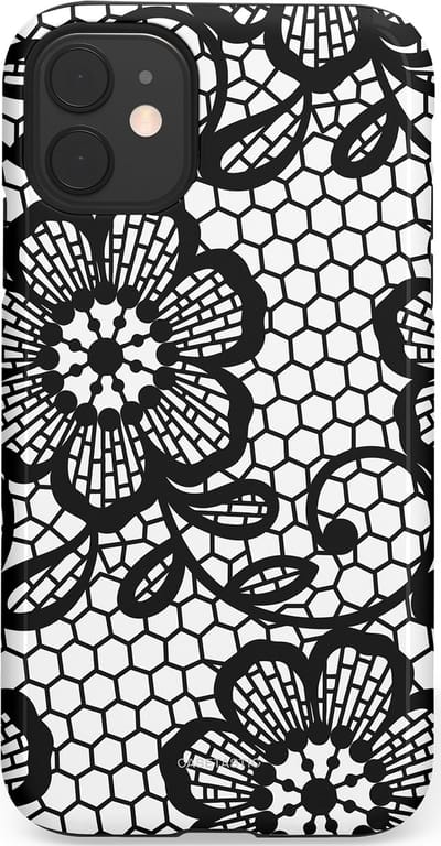 Casetastic Hoesje Geschikt voor Apple iPhone 11 - Stijlvolle Beschermende Duo-layer Case - Zwart Bloemenpatroon