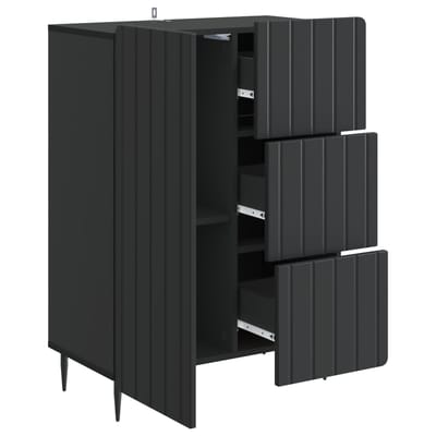 vidaXL - Dressoir - Zwart - 66 - x - 34,5 - x - 91,5 - cm - Bewerkt - hout