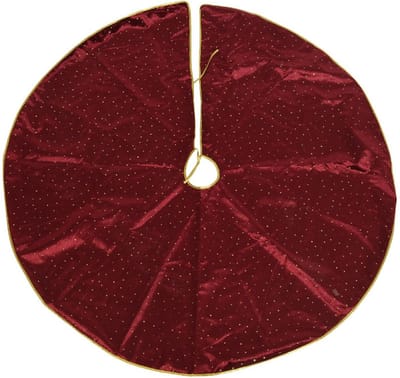 Bellatio decorations Kerstboomrok / kerstboom kleed - velvet rood - van stof - Dia 120 cm