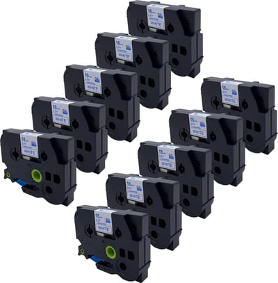 DULA Brother Compatible label tape- Tze-243 - 10 cassettes - Brother P-Touch - Blauw op wit - 18mm x 8m