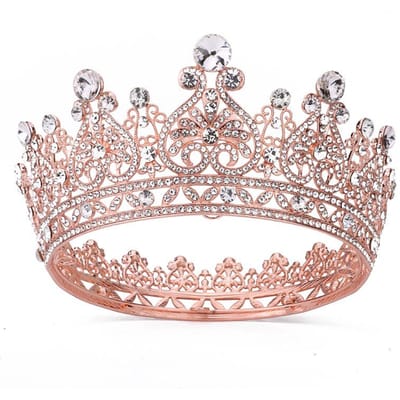 Couronne Nuptiale Baroque Palais Feng Shui Diamant Couronne Ronde Reine Concours de Beauté Défilé Robe de Mariée Tiare gray