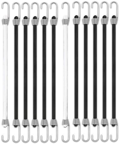 Dailygoods- Spanrubber 25 cm - 12 Stuks - Haken - Multifunctionele Bagagespanner - Duurzaam Latex - Ideaal voor Camping/Outdoor - Bungee Cord