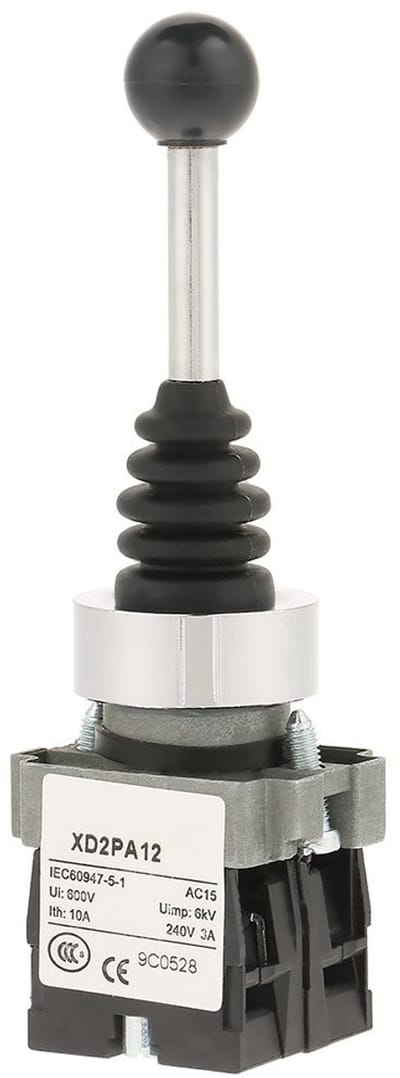 Allecto - Joystick Switch - Zelfsluitend - 2 Posities - 22mm - 220V - 2NO - Geschikt voor AC/DC toepassingen