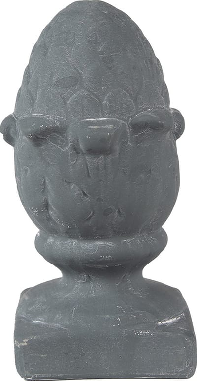 Clayre & Eef Decoratie Dennenappel 11x11x21 cm Grijs Steen
