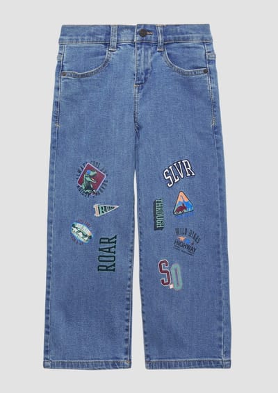 s.Oliver - male - Baggy jeans / relaxed fit / mid rise / wijde pijp / met borduursel en print