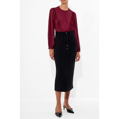 French Connection Eden Wesley Balloon Slv Shirt Bordeaux Red Maat: 6 | Longsleeves Outlet | Dames | Bordeaux