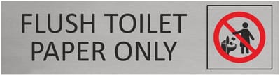 CombiCraft Aluminium deurbordje Flush toilet paper only 165x45mm met tape - per stuk
