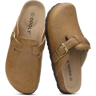 Litfun Vegan Leer Klompen Voor Dames Heren Kurken Binnenzool Zachte Mules Pantoffels Antislip Unisex Aardappel Schoenen Met Voetboogondersteuning 39 beige