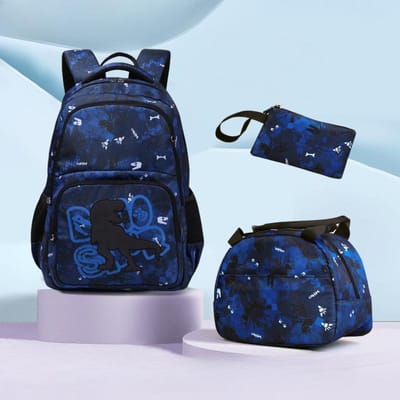 Drie delige Kinder Schooltas Set, Dubbel-schouder Rugzak, Grote Capaciteit Waterdichte Bedrukte Schooltas voor Meisjes