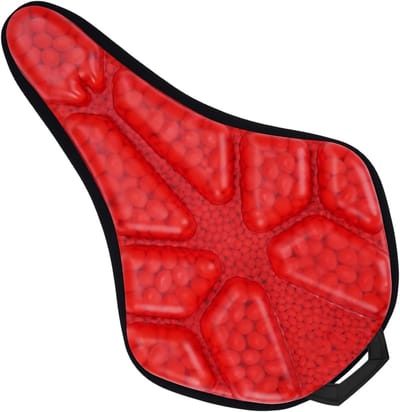Fietszadel Kussen - Gewatteerd Fietszitje - Comfortabel Fietsen - Schokabsorberend Overdruksysteem - 28.5 x 18.5 cm - Rood