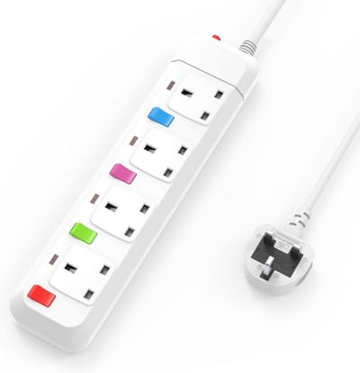 Thuys – Verlengsnoer Met Schakelaars – 4 – Polige Stopcontacten – 1,8 m Kabel – Stekkerdoos – Wit