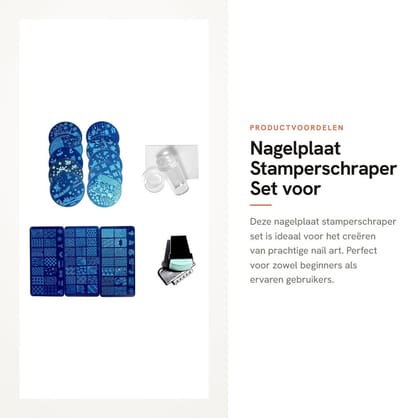 Dailygoods- Nagelplaat - Effectieve Scraper - Siliconen Stempel - Nail Art Decoratie - Geschikt voor Beginners - Duurzame Patronen - Nail Art Set