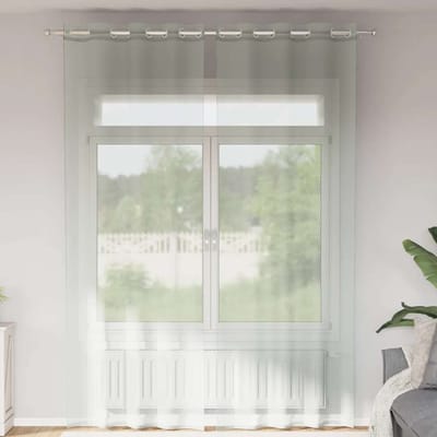 vidaXL - Gordijnen - voile - met - doorvoertules - 2 - st - 140x300 - cm - lichtgrijs