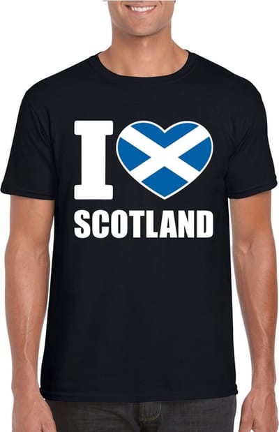 Zwart I love Schotland supporter shirt heren - Schots t-shirt heren S