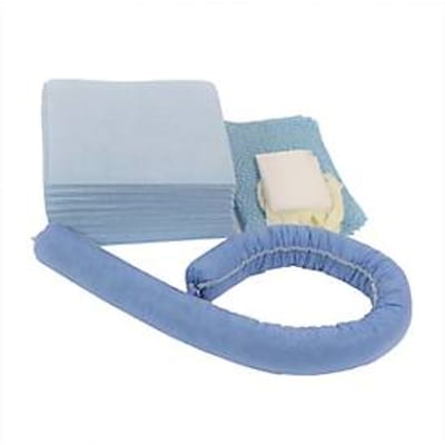 Lekkage set voor noodgevallen olieabsorberend blauw, absorptie van 20 l, 41 stuks, in PVC-tas,