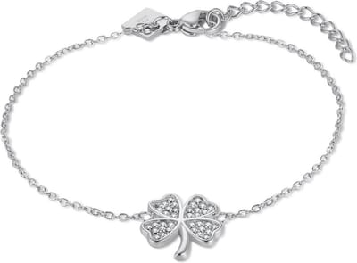 Twice As Nice Armband in zilver, klaver, witte zirkonia 16cm+3cm