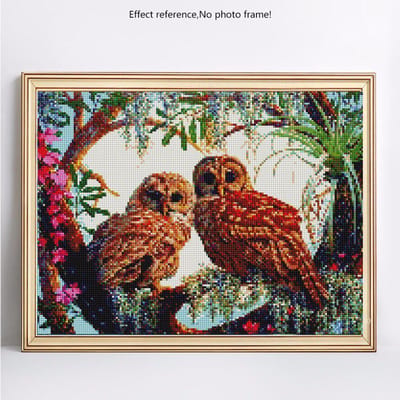 Diamant mosaïque hibou diamant broderie affichage complet animaux diamant peinture avec rond 20X30 gray