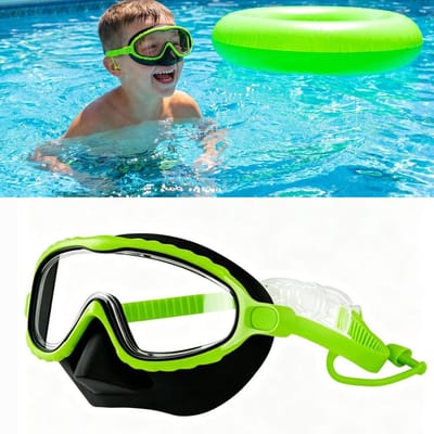 SnelShoppen - Zwemgoggles voor Kinderen 5-12 Jaar, Geen Lekken, Verstelbare Siliconen Duikbril met Neusbescherming, Oorstopper, 180° Panorama, Anti-Fo