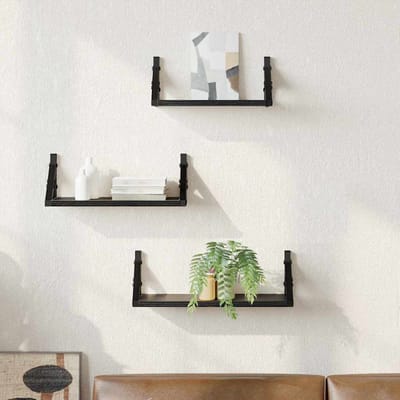 vidaXL - Wandplank - 3 - st - Zwart - Eiken - 37 - x - 12 - x - 13 - cm