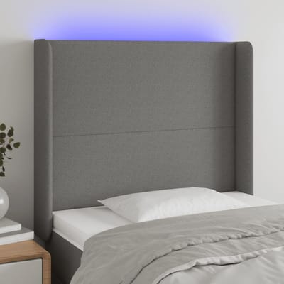 vidaXL - Hoofdbord - LED - 83x16x118/128 - cm - stof - donkergrijs