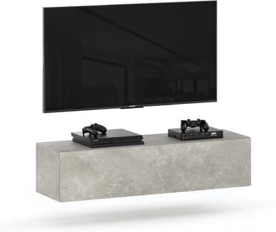 AZ Home Tv Meubel Young 150 cm Grijs Betonlook Tv kast Zwevend kast Wandkast Woonkamer