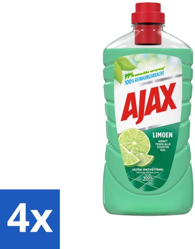 4 x Ajax - Allesreiniger - Ultra Ontvettend - Limoen - Natuurlijke Oorsprong - 1 L - Allesreiniger - Limoen - Reinigingskracht - Vet En Vuil - Frisheid