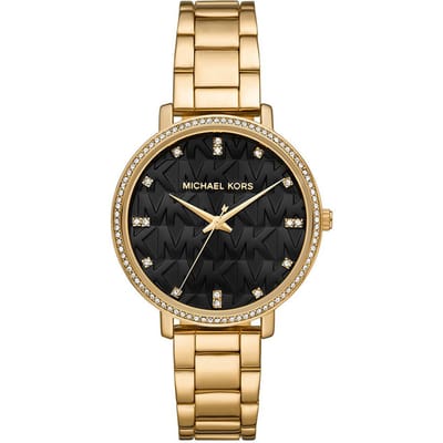 Michael Kors MK4593 Pyper Zwart MK Horloge met Patroon voor dames