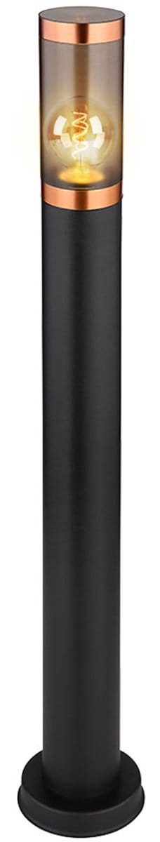 Padlamp tuinlamp buiten staande lamp vloerlamp roestvrij staal, koper accent black smoke, 1x E27, DxH 7,6x80 cm