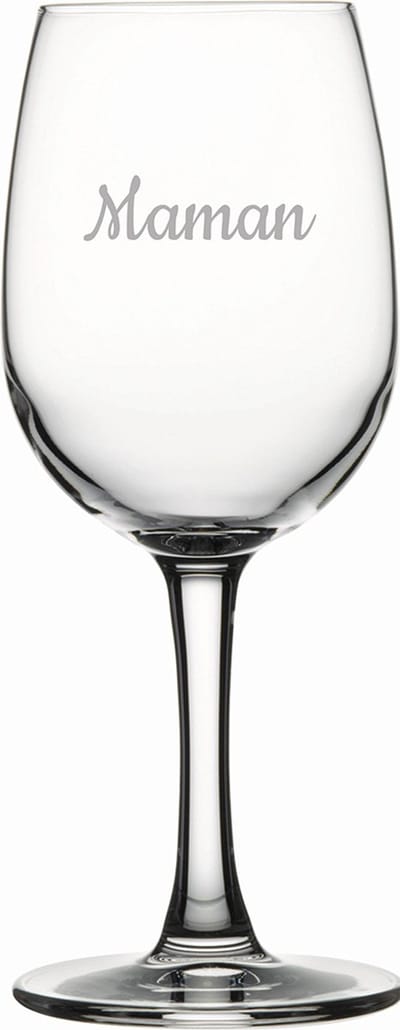 Witte wijnglas gegraveerd - 26cl - Maman